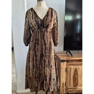 Taylor Empire Waist, Front Button, Snake Print Dress Sz 2/Small